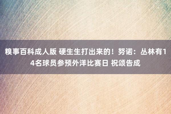 糗事百科成人版 硬生生打出来的！努诺：丛林有14名球员参预外