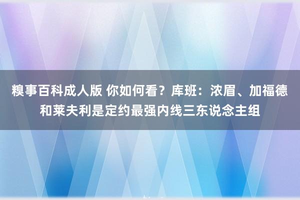 糗事百科成人版 你如何看？库班：浓眉、加福德和莱夫利是定约最强内线三东说念主组